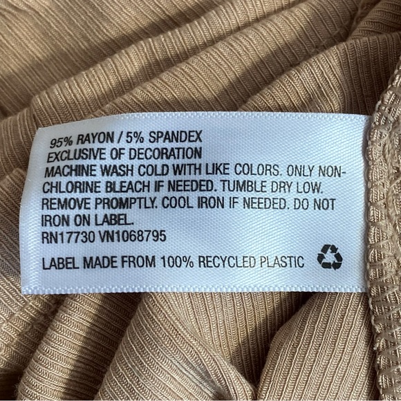 A NEW DAY NWOT lace trim ribbed rayon spandex knit tank camisole top tan L - Picture 6 of 6